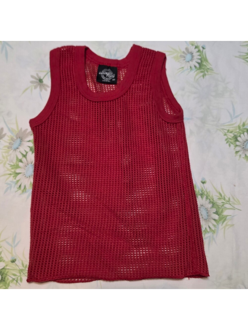 Vintage Locker Tops Red Mesh Fishnet Tank – Kids Size 3T, Made in USA